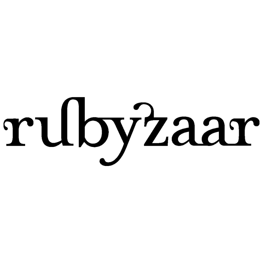 Rubyzaar logo in black block letters on transparent background